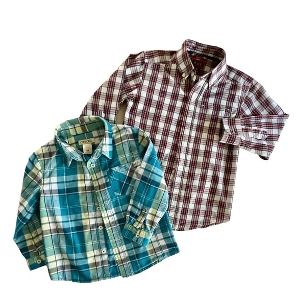 BOYS, PLAID, LONG SLEEVE, BUTTON DOWN SHIRTS. SIZE 4 & SIZE 4T. - Picture 1 of 7